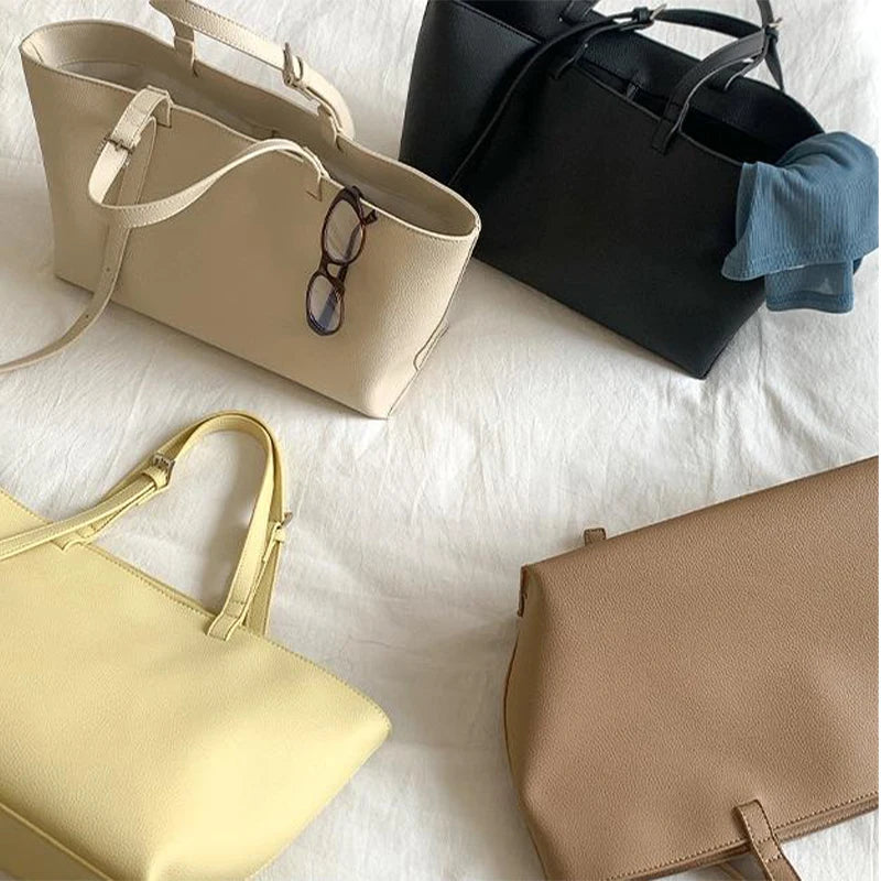 Casual Soft Tote Soft Leather Shoulder Bags For Women Large Shopper Purses Women's Hand-held Design Handbags And Purses