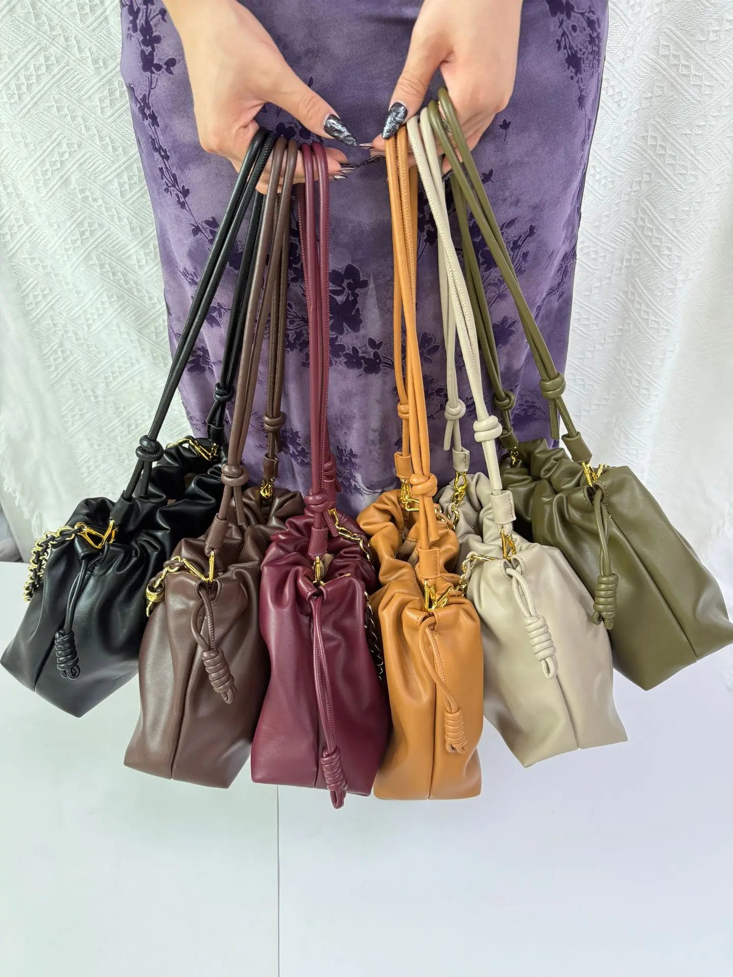 Brand Design Drawstring Cloud Bag, Soft Leather Lucky Tote, Large Capacity Versatile Shoulder Crossbody Commuter Bag For Women