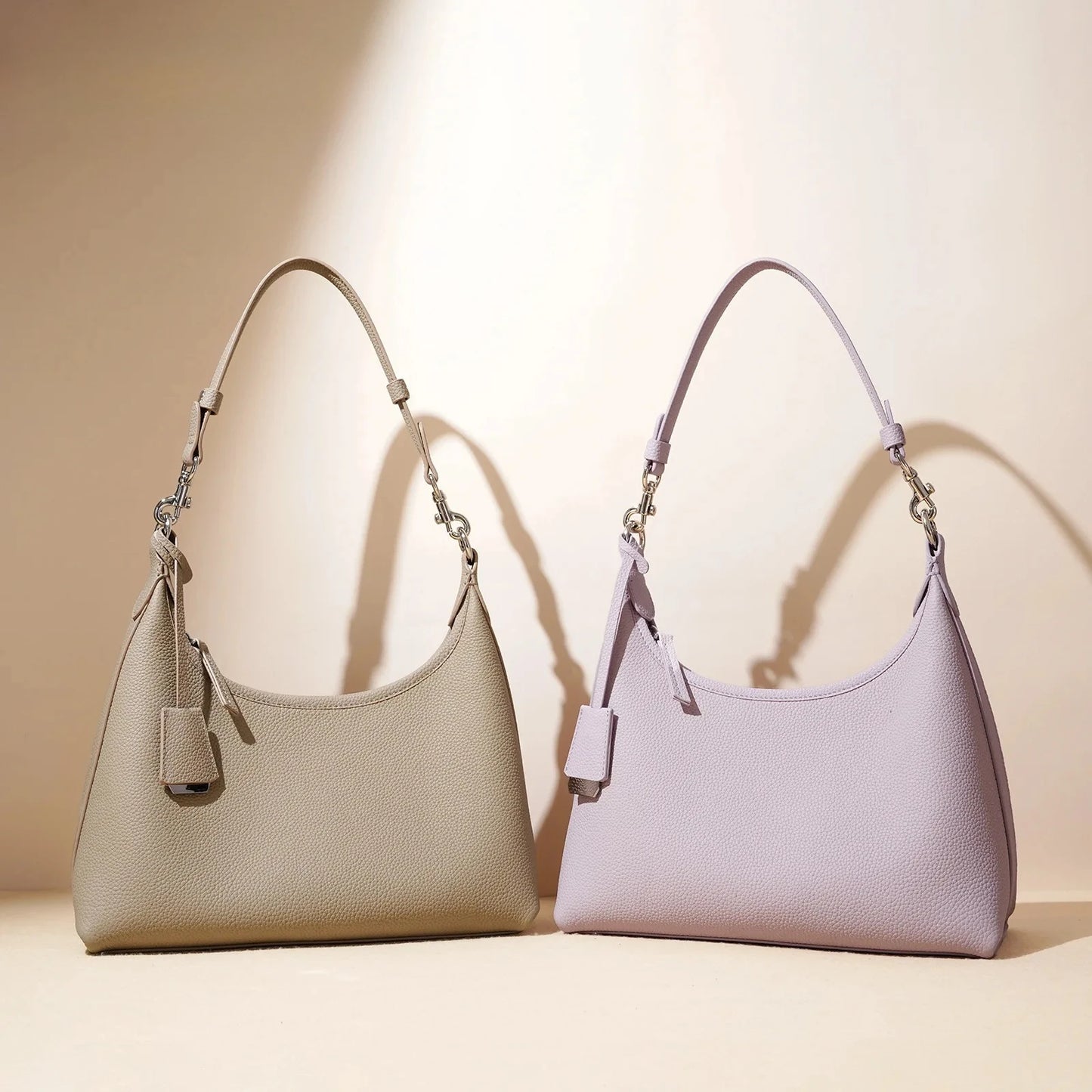 New 2026 Spring Light Blue Violet Color Simple Tote Genuine Cow Leather Women Handbag Fashion Commuting Ladies Shoulder Bag