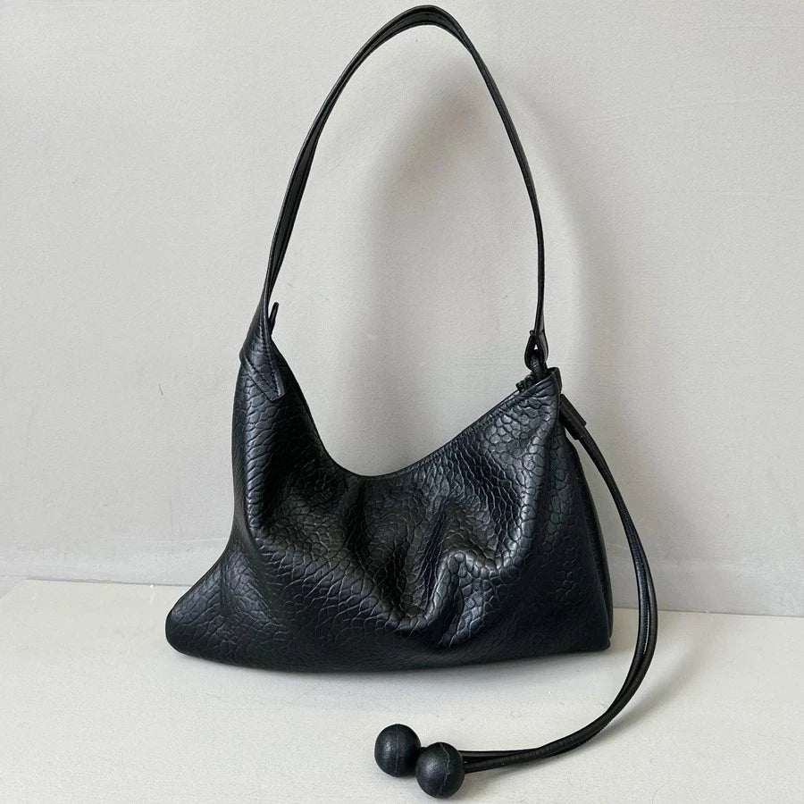 Niche Stylish A Sense of Ease Elephant Pattern Croissant Tote Luxury Real Leather Sheepskin Women Flap Messenger Bag Thin