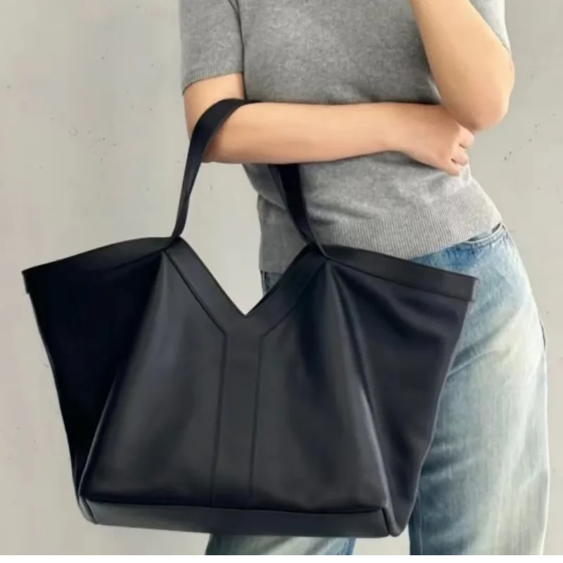 Luxury Large-capacity Genuine Leather Tote Fashion Y Shape Crocodile Pattern Shoulder Bag Casual High-end Shopping Bag Storage