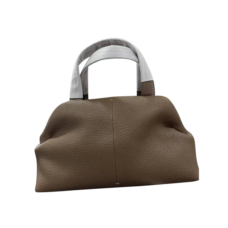 Top Layer Cowhide Large Capacity Genuine Leather Handbag Luxury Tote Bag Women 2025 New Brand Boston Pillow Bag