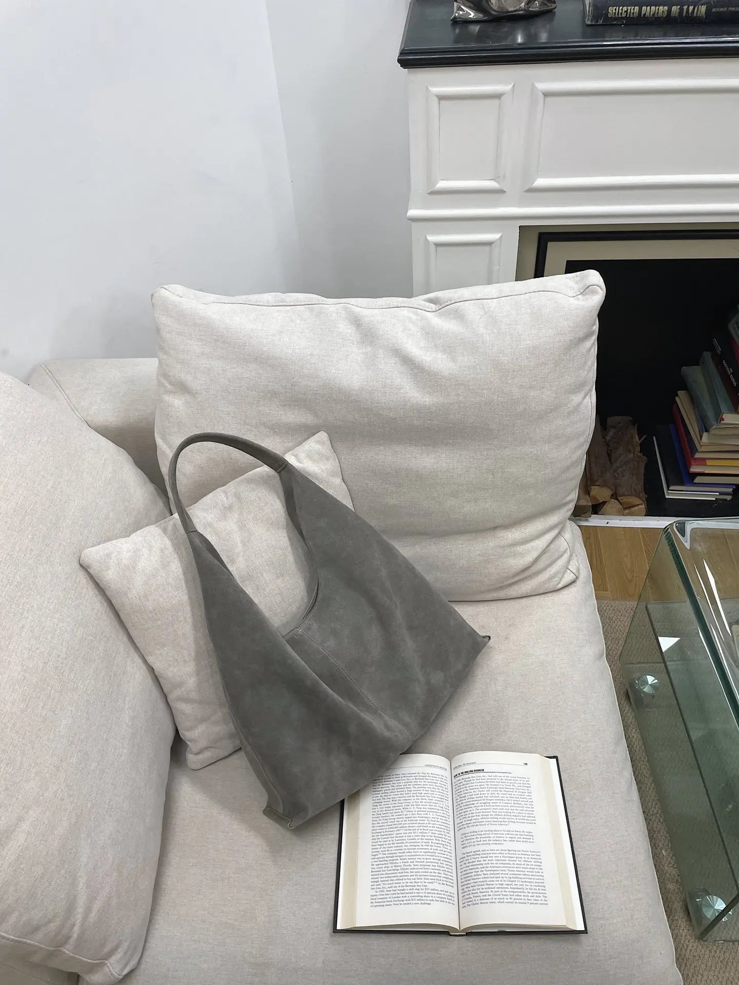 Classic Large Capacity Winter First-class Nubuck Leather Travel Armpit Tote Grey Luxury Suede Cow Leather Women Handbag Big
