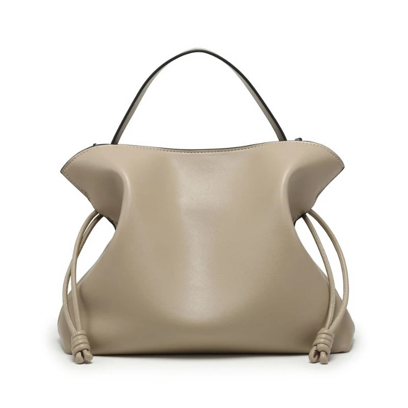 Designer Pleated Cloud Bucket Bag Women's Large Capacity Shoulder Crossbody Drawstring Tote Premium Pu Leather Stylish Handbag