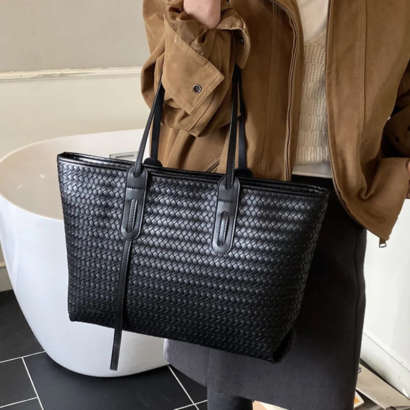 Top Handle Tote Bag Woven Bag For Women 2026 High-end Look Perfect For Vacation Shopping Bags Commuting Underarm Shoulder Bag
