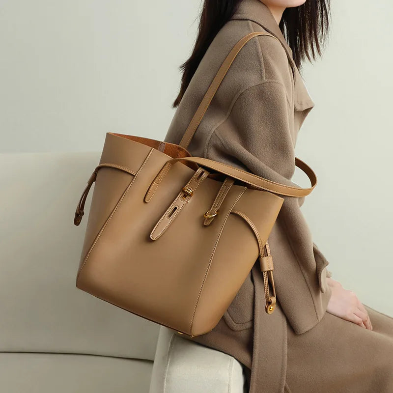 Genuine Leather Women's Large Capacity Shoulder Bag armpit bag Ladies Commuter Shopper Bags High Quality Luxury Handbag Big tote