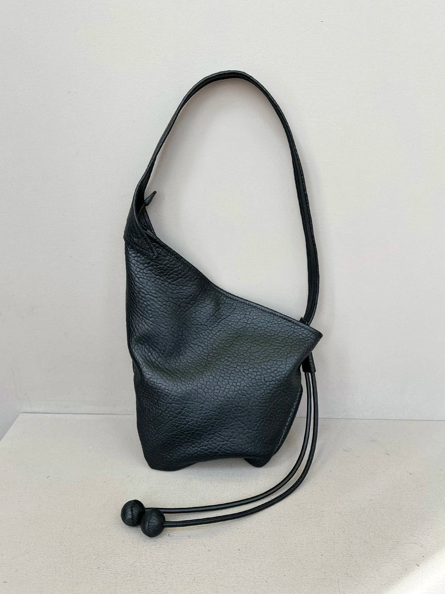 Niche Stylish A Sense of Ease Elephant Pattern Croissant Tote Luxury Real Leather Sheepskin Women Flap Messenger Bag Thin