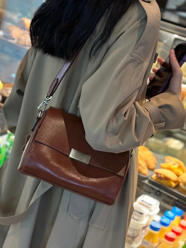 Fashion Handbags WOMEN crossbody bags Vintage Genuine leather women shoulder bag Small square bag soft leather cowhide