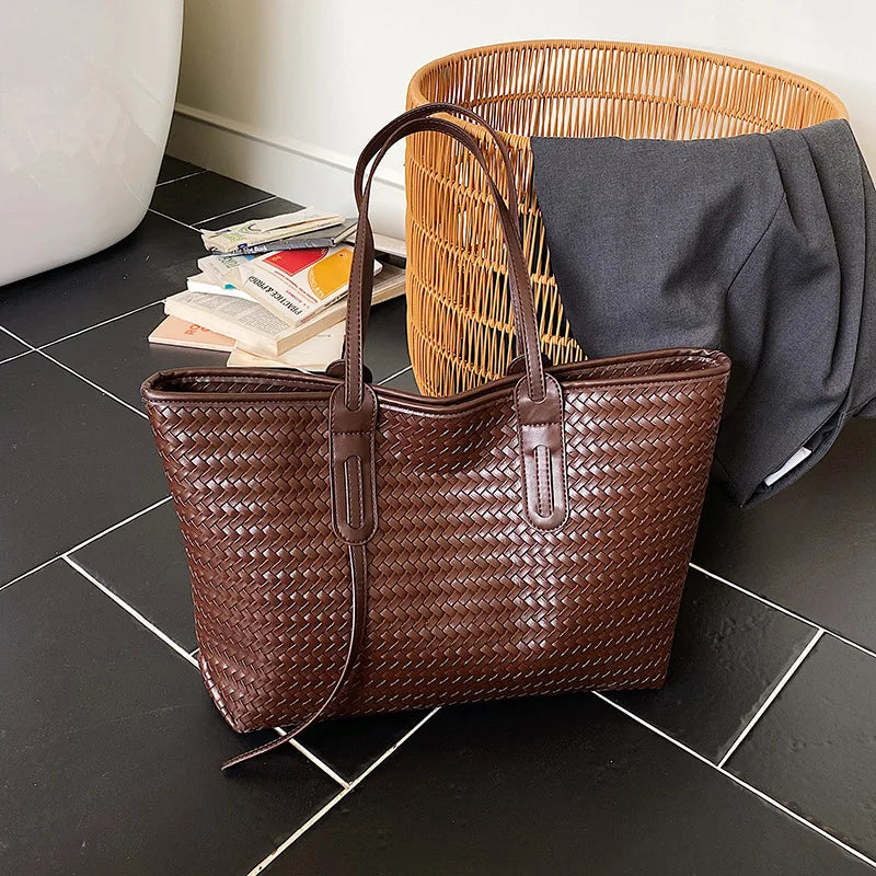 Top Handle Tote Bag Woven Bag For Women 2026 High-end Look Perfect For Vacation Shopping Bags Commuting Underarm Shoulder Bag