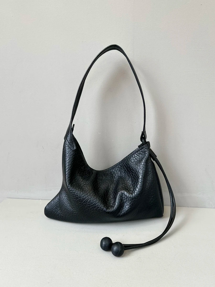Niche Stylish A Sense of Ease Elephant Pattern Croissant Tote Luxury Real Leather Sheepskin Women Flap Messenger Bag Thin