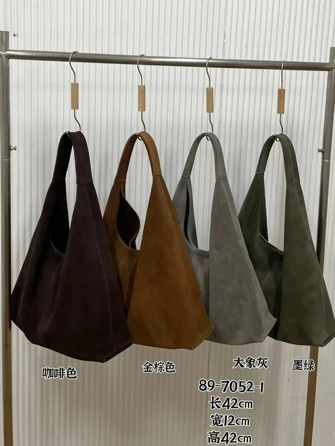 Classic Large Capacity Winter First-class Nubuck Leather Travel Armpit Tote Grey Luxury Suede Cow Leather Women Handbag Big