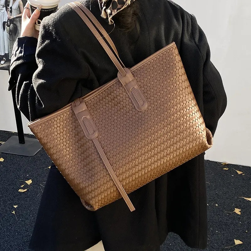Top Handle Tote Bag Woven Bag For Women 2026 High-end Look Perfect For Vacation Shopping Bags Commuting Underarm Shoulder Bag