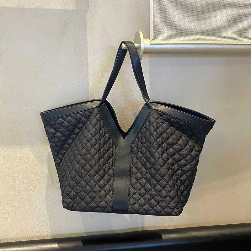 Luxury Large-capacity Genuine Leather Tote Fashion Y Shape Crocodile Pattern Shoulder Bag Casual High-end Shopping Bag Storage