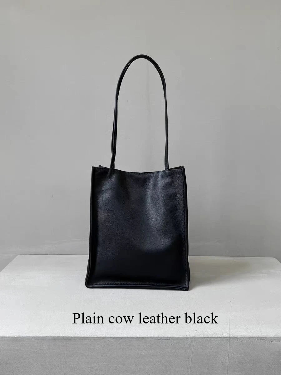 Retro Simple Normcore Kakhi Red Color Shopping Tote High-end Thick Suede / Cow Leather Women Handbag Underarm Purse