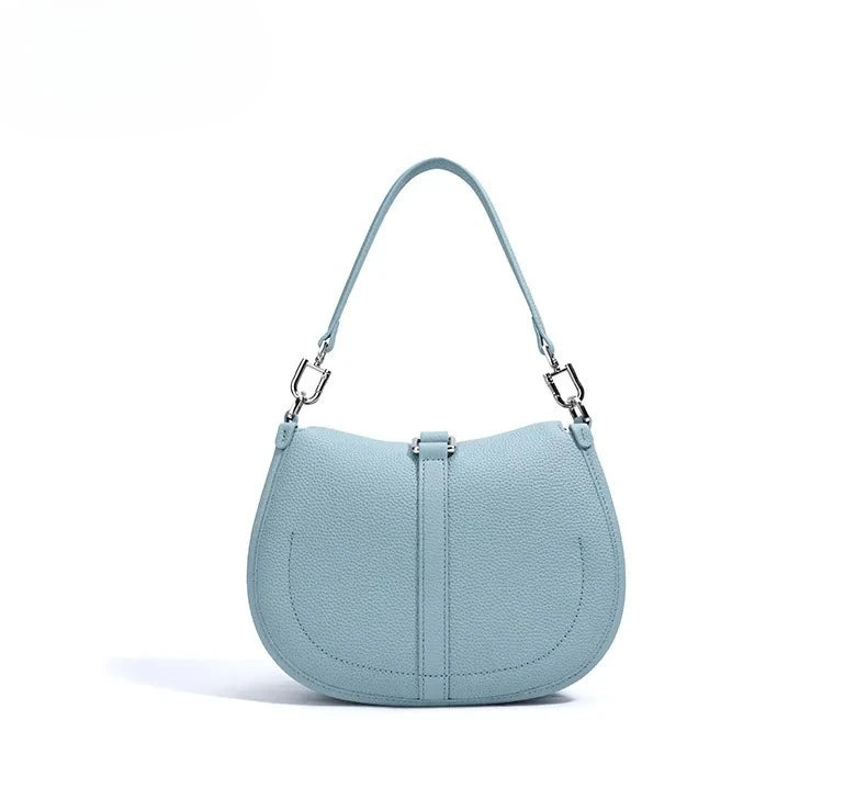 2026 Cow Leather Women Messenger Bag Daily Casual Hand Bag New Simple Summer Flap Cover Bag Blue Pink Color Real