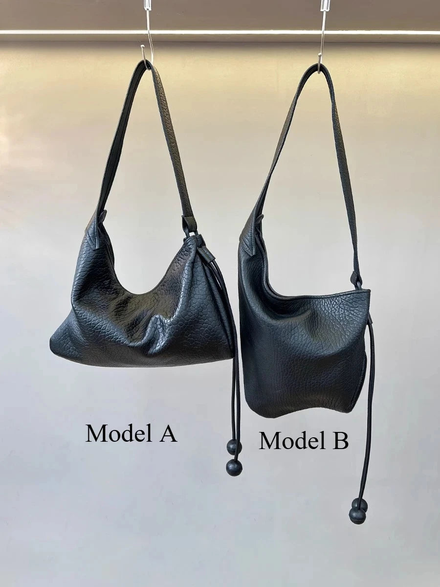 Niche Stylish A Sense of Ease Elephant Pattern Croissant Tote Luxury Real Leather Sheepskin Women Flap Messenger Bag Thin