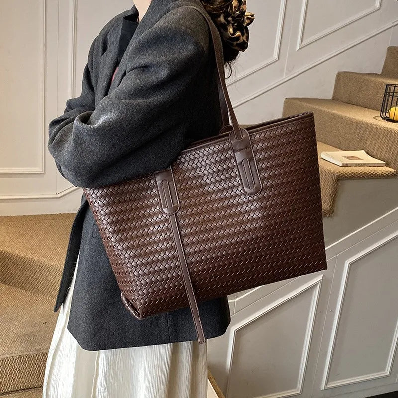 Top Handle Tote Bag Woven Bag For Women 2026 High-end Look Perfect For Vacation Shopping Bags Commuting Underarm Shoulder Bag