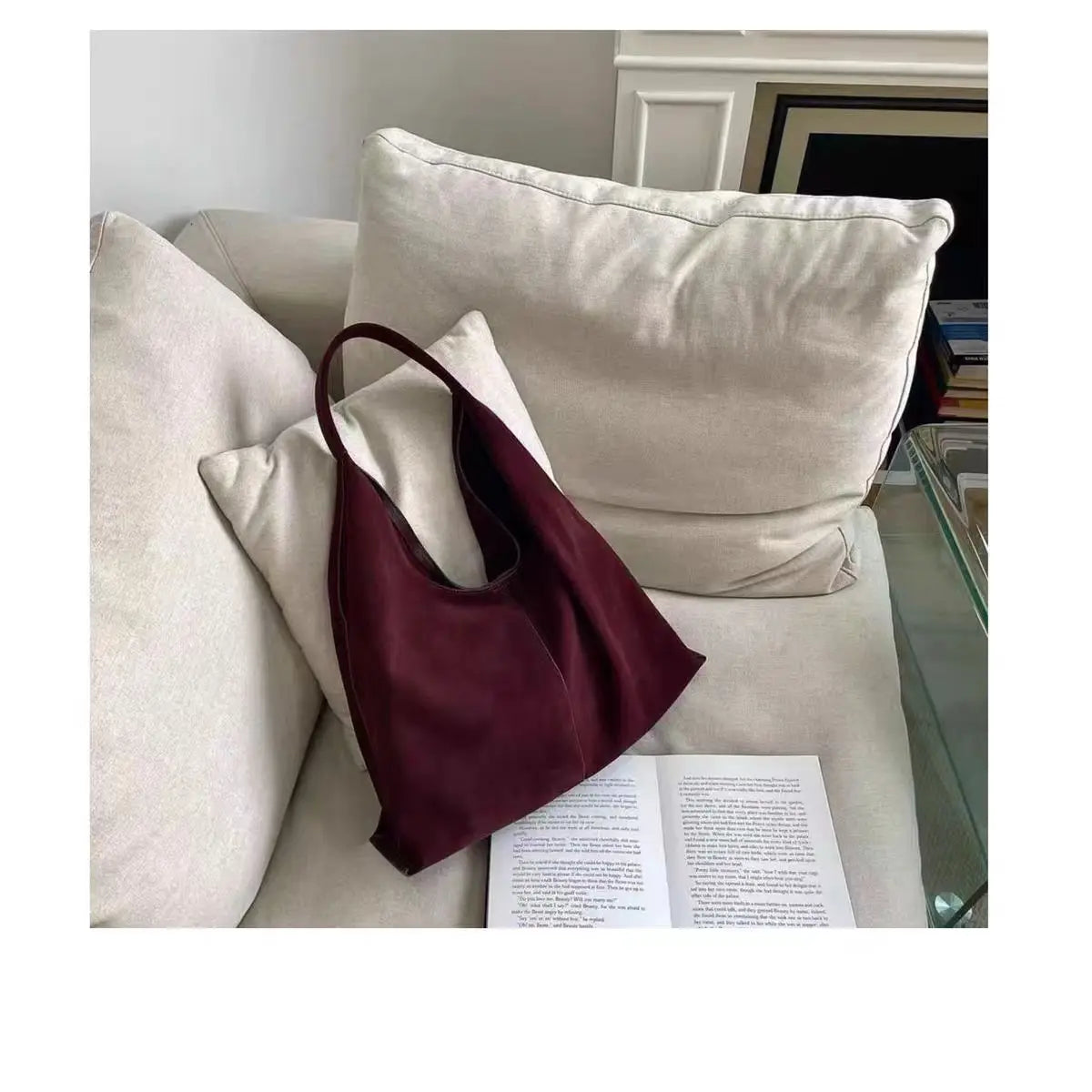 Classic Large Capacity Winter First-class Nubuck Leather Travel Armpit Tote Grey Luxury Suede Cow Leather Women Handbag Big