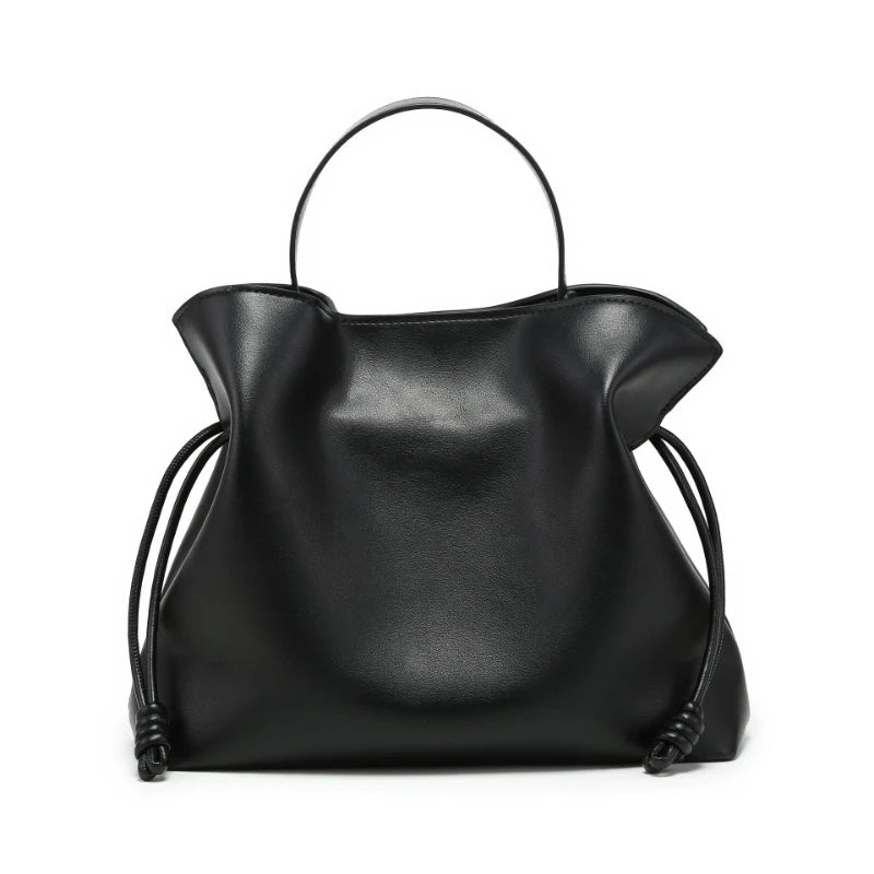 Designer Pleated Cloud Bucket Bag Women's Large Capacity Shoulder Crossbody Drawstring Tote Premium Pu Leather Stylish Handbag