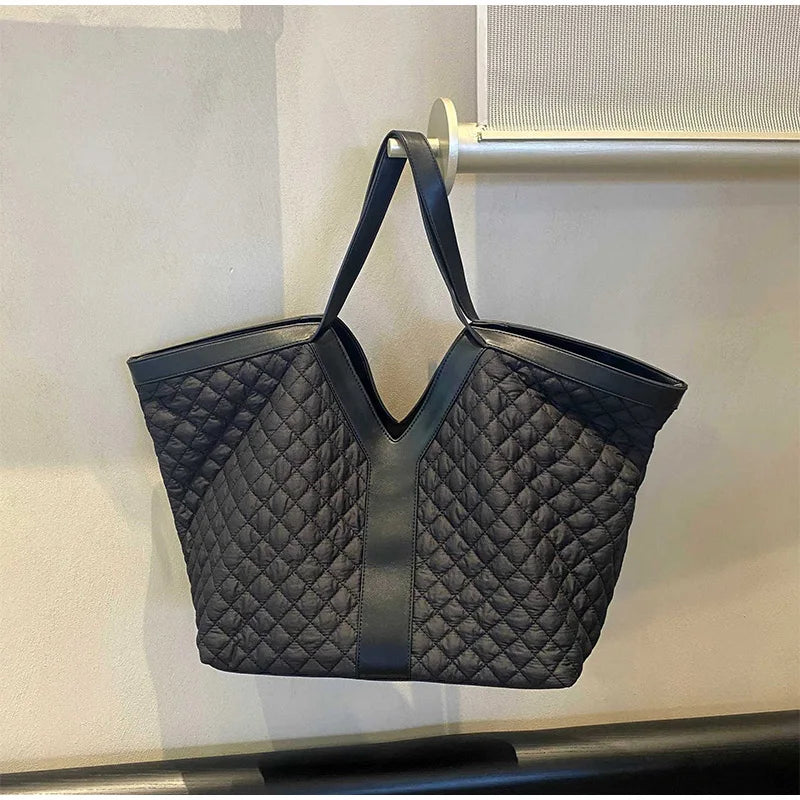 Luxury Large-capacity Genuine Leather Tote Fashion Y Shape Crocodile Pattern Shoulder Bag Casual High-end Shopping Bag Storage