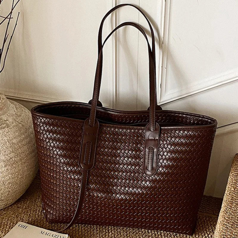 Top Handle Tote Bag Woven Bag For Women 2026 High-end Look Perfect For Vacation Shopping Bags Commuting Underarm Shoulder Bag