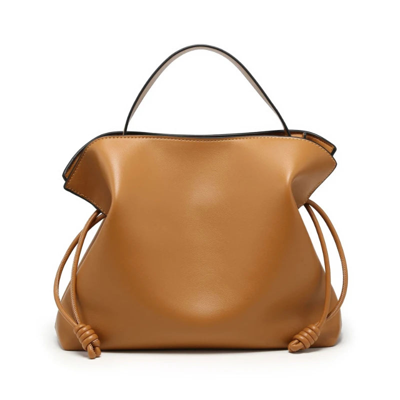 Designer Pleated Cloud Bucket Bag Women's Large Capacity Shoulder Crossbody Drawstring Tote Premium Pu Leather Stylish Handbag