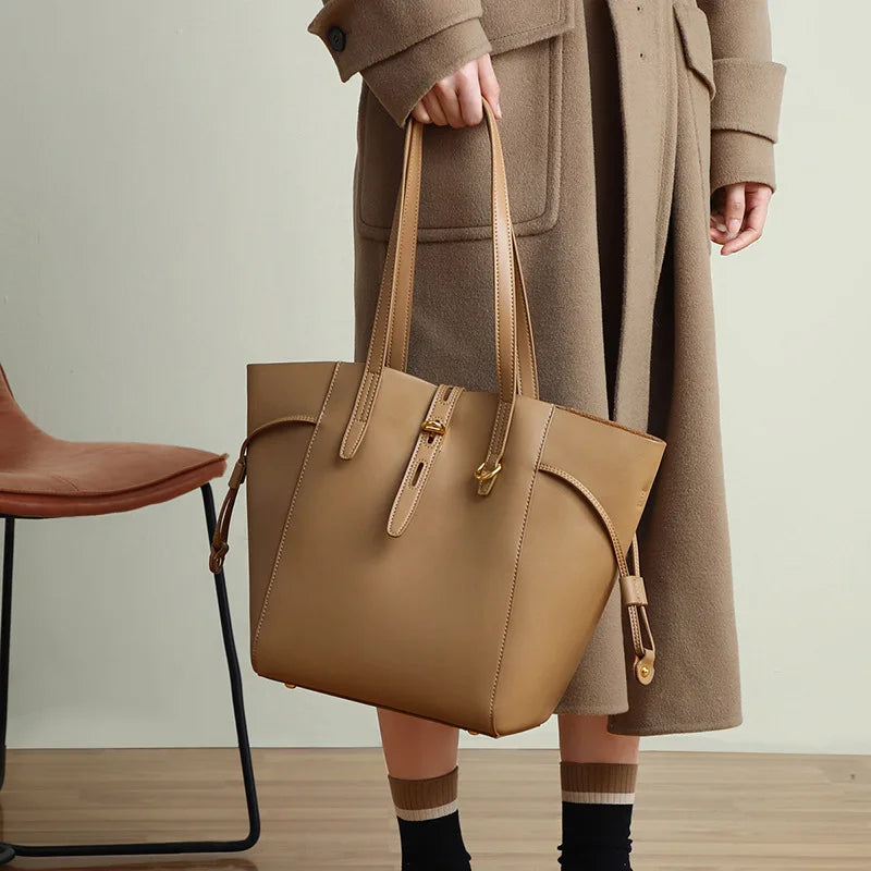 Genuine Leather Women's Large Capacity Shoulder Bag armpit bag Ladies Commuter Shopper Bags High Quality Luxury Handbag Big tote