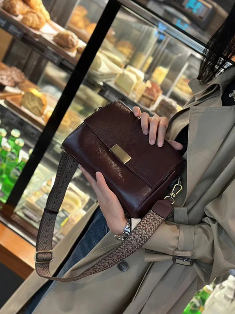Fashion Handbags WOMEN crossbody bags Vintage Genuine leather women shoulder bag Small square bag soft leather cowhide